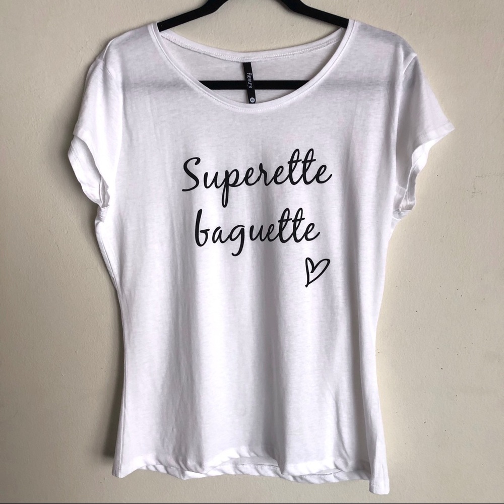 Cute and fun White t-shirt with French Print